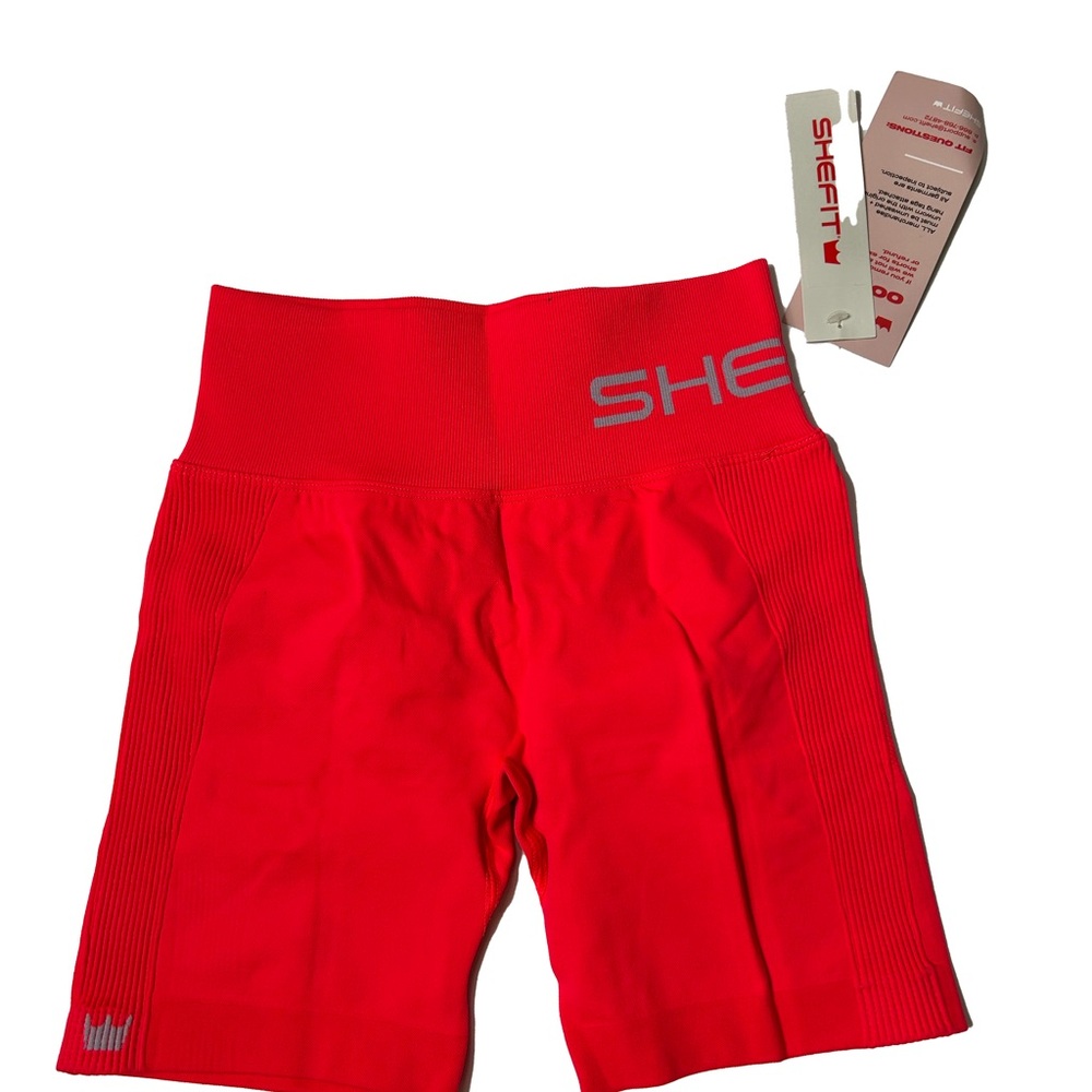 SheFit High-Waisted Seamless Biker Shorts – Red | Size Small | NWT